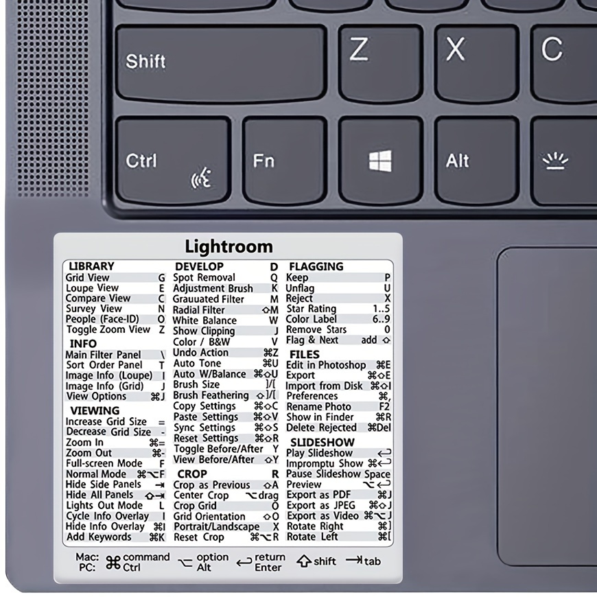 5 PCS PC Référence Raccourci Clavier Autocollant Adhésif pour PC Ordinateur  Portable De Bureau (Lightroom)