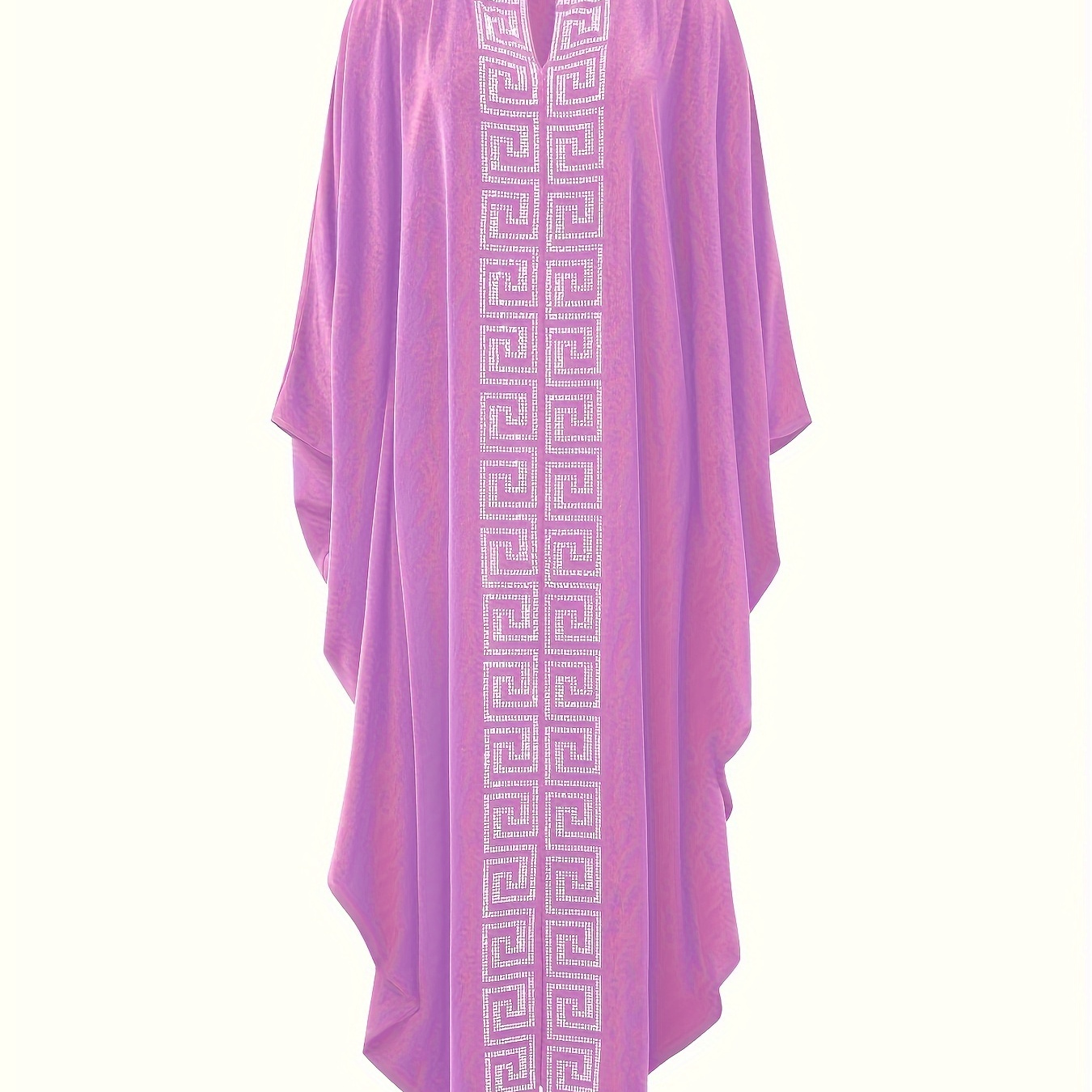 

Geo Print Notched Neck Abaya, Elegant Batwing Sleeve Dress For Summer & Spring, Women's Clothing