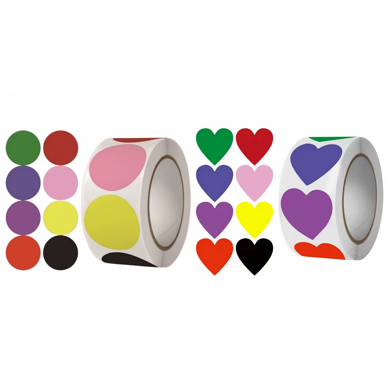 500pcs/roll Colored Heart Dot Stickers Circle Dot Stickers,Color Coding  Labels Sticky Dots Labels Stickers 8 Colors 2.54 cm Blank Heart Dot  Stickers