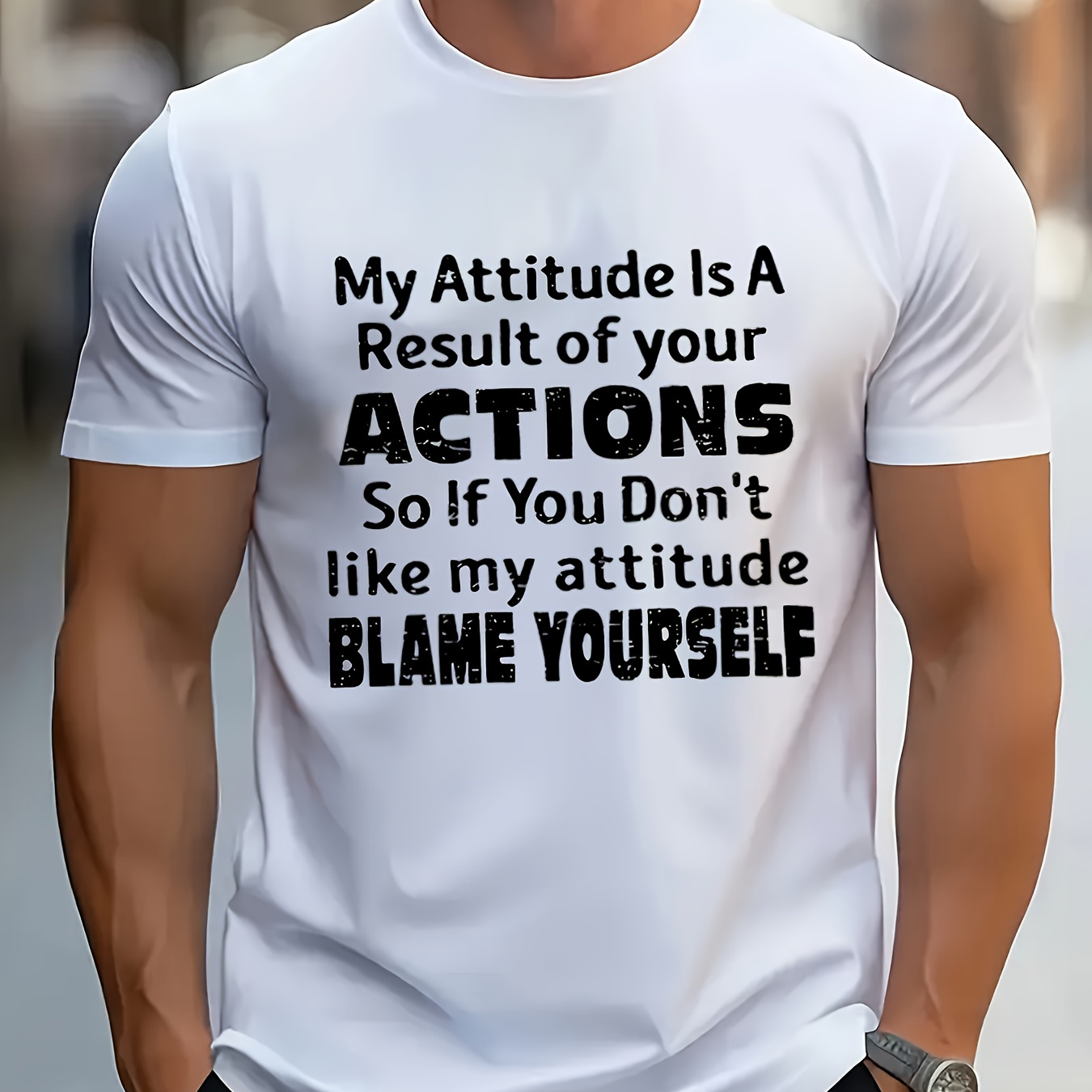 

Is A Result Of Your Humorous Printed T-shirt, Men's Casual Round Neck T-shirt, 100% Cotton, Fabric Is Comfortable & Breathable, Suitable For Any Season