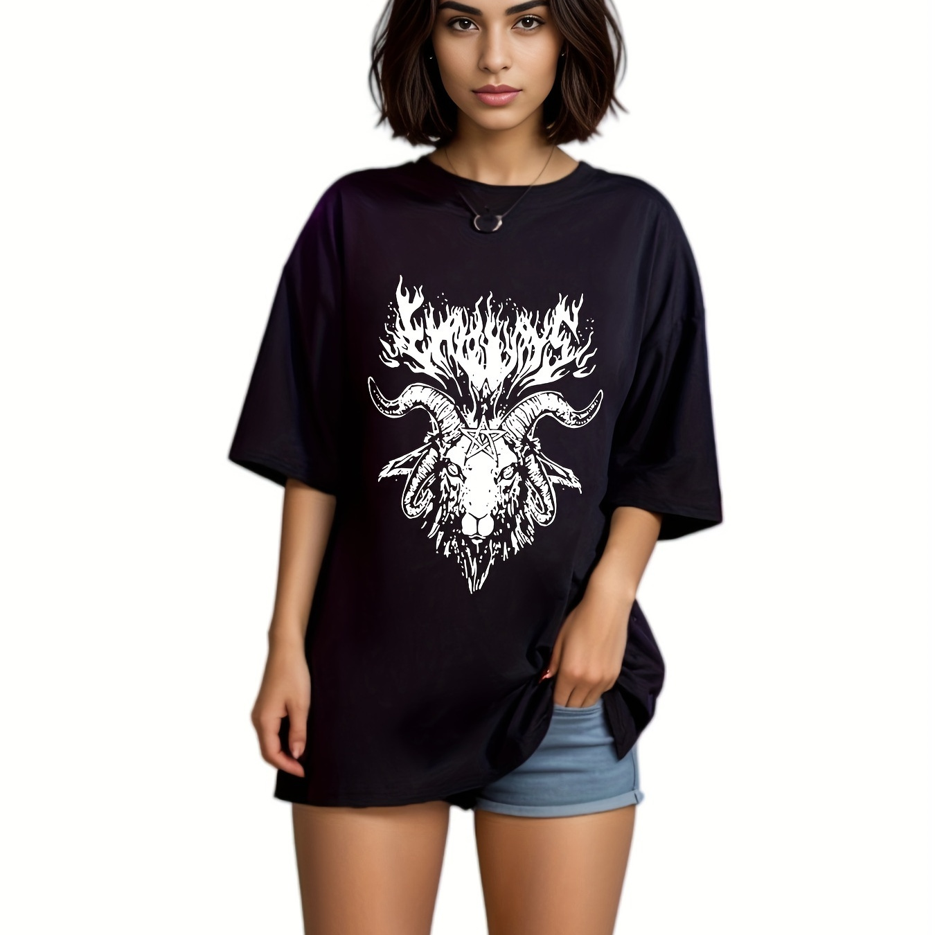 Y2k Graphic Print Cropped T shirt Casual Crew Neck Short - Temu