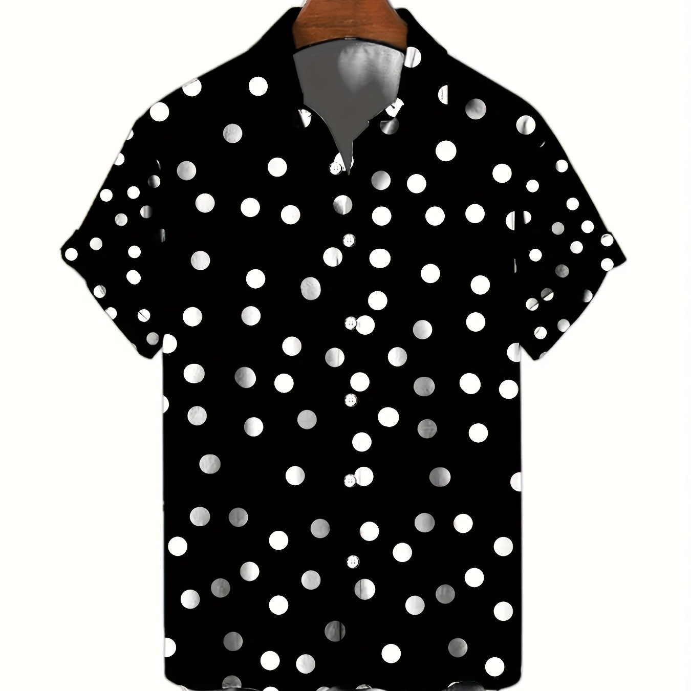 

Men's Polk Dot 3d Print Fashion Short Sleeve V-neck Button Down Shirts, Men's Summer Clothes, Casual Graphic Tops, Men's Novelty Pajamas Tops