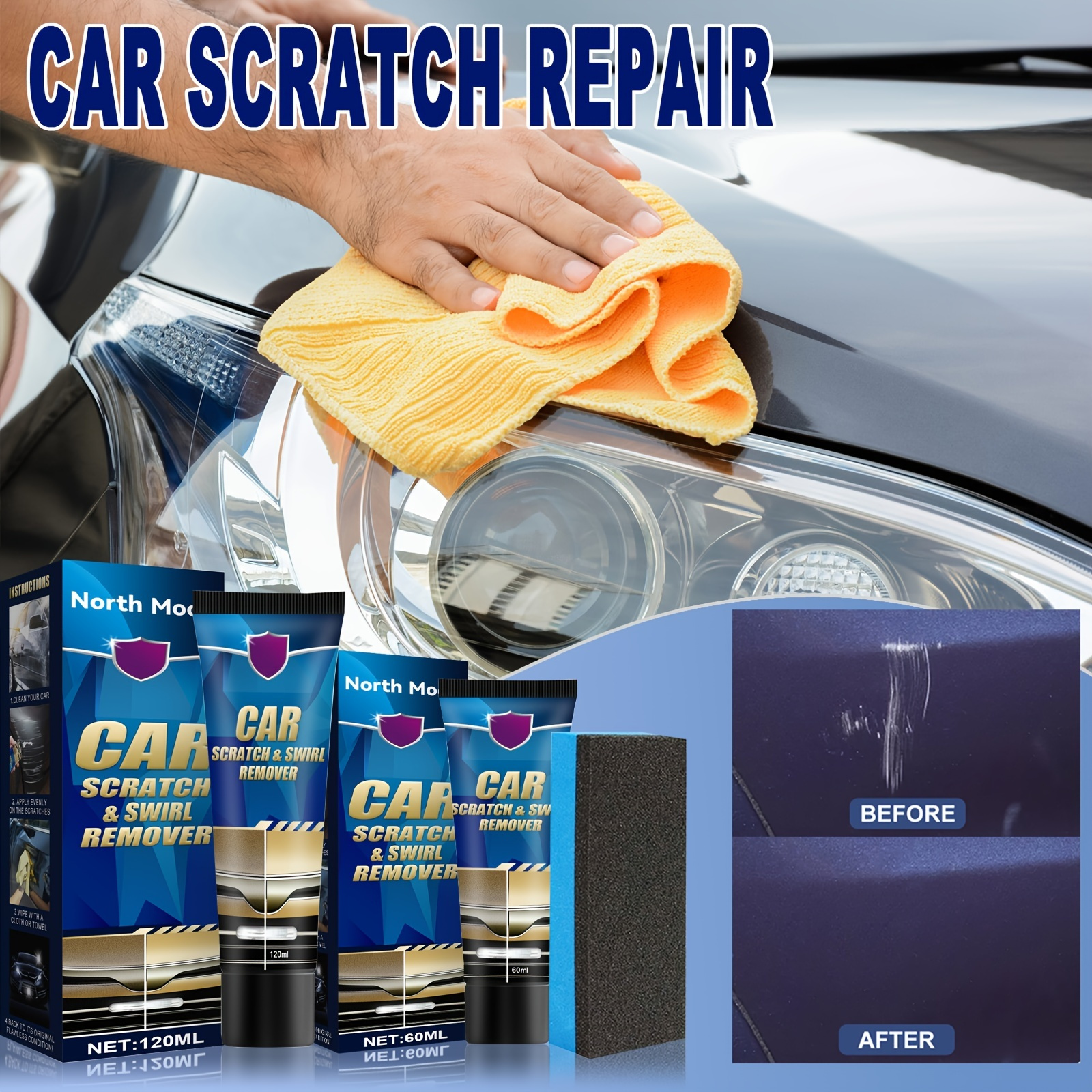Nano Sparkle Cloth For Car 2Pcs Scratch Removal Multi-Purpose Magic Cloth  Car Scratch Remover Repair Cloth Car Paint Polishing Cloths Tool For for Car  Beauty Men's Gift price in UAE