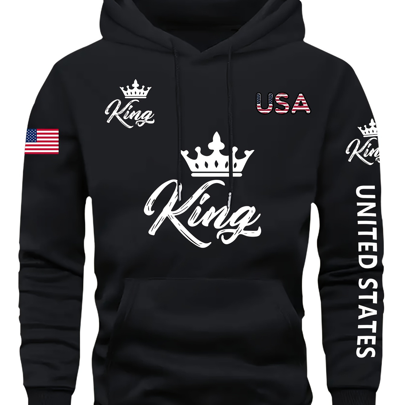 

Print, Men' Casual Hoodie With Drawstring, Comfy Long Sleeve Pullover Hoodie, Ideal For Daily And Outdoor Wear