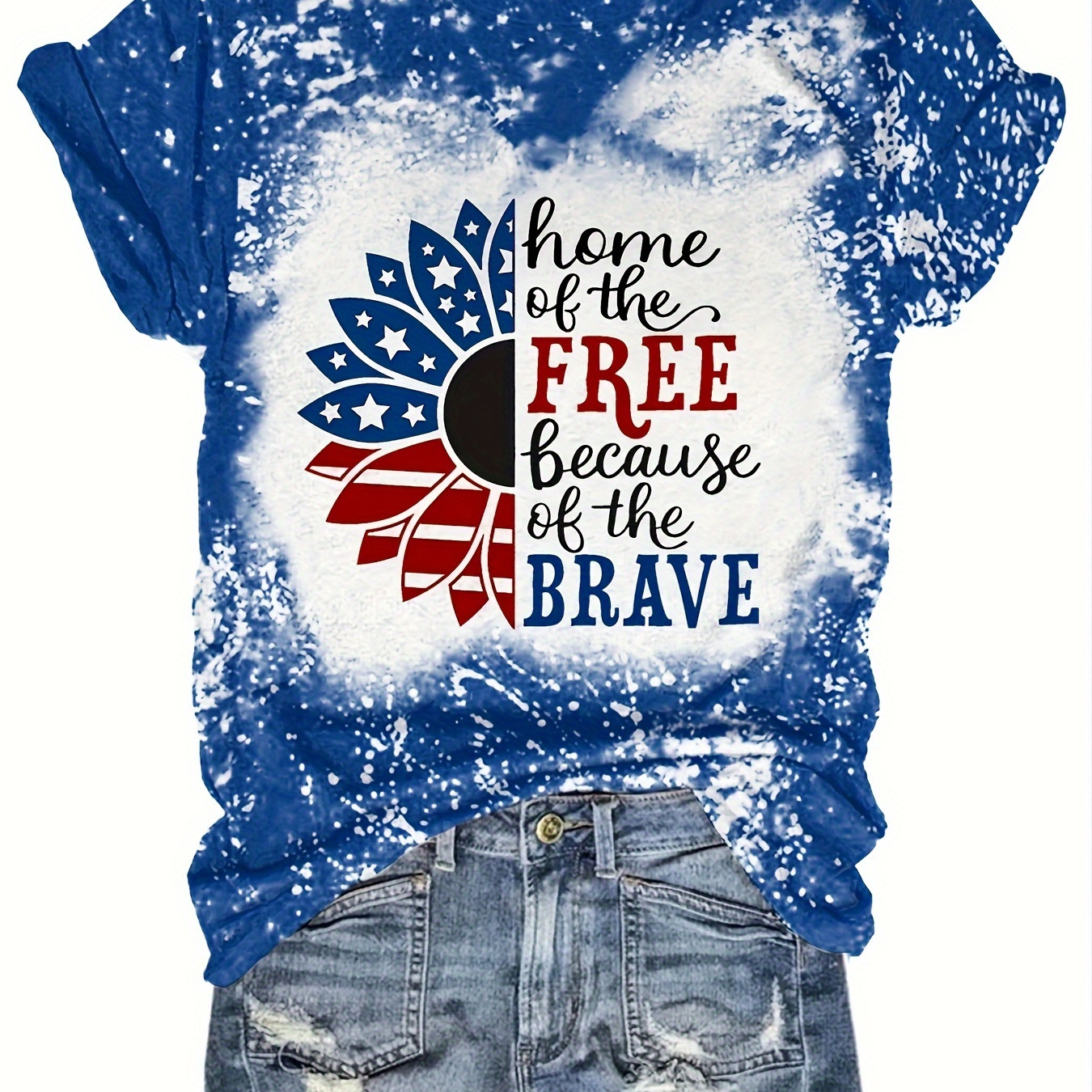 

Floral & Letter Print T-shirt, Casual Short Sleeve Crew Neck Top For Spring & Summer, Women's Clothing