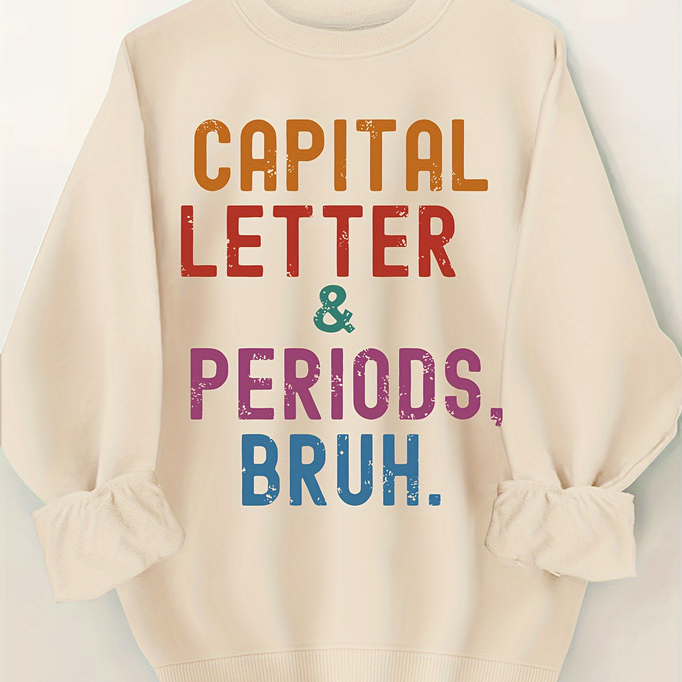 

Letter Print Sweatshirt, Casual Crew Neck Long Sleeve Sweatshirt, Women's Clothing