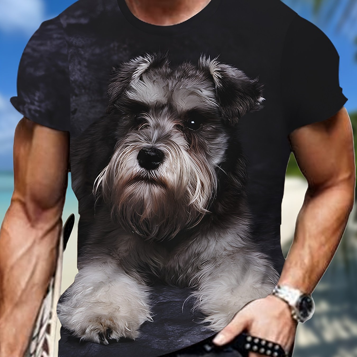 

Schnauzer Dog Print Tee Shirt, Tee For Men, Casual Short Sleeve T-shirt For Summer