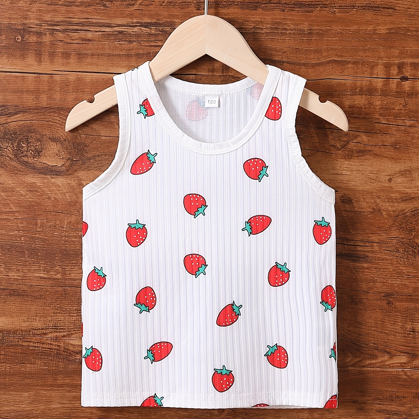 Adorable Summer Style: Baby Girls' Strawberry Print Tank - Temu Canada