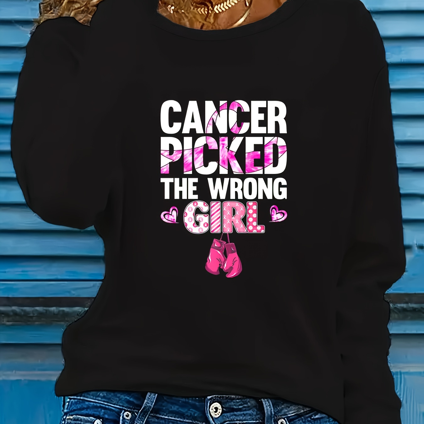 

Women's Inspirational " The Girl" Long Sleeve T-shirt - Casual Crew Neck Polyester Knit Top For Spring, Summer, And Fall