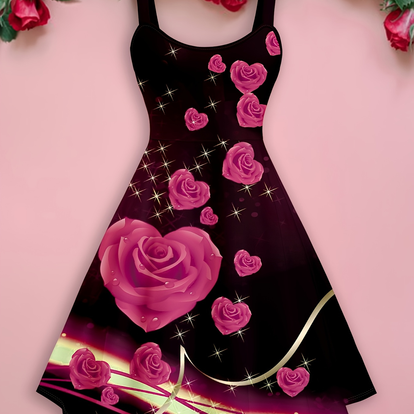 

Valentine's Day Heart Glitter Glitter 3d Print Halter Dress