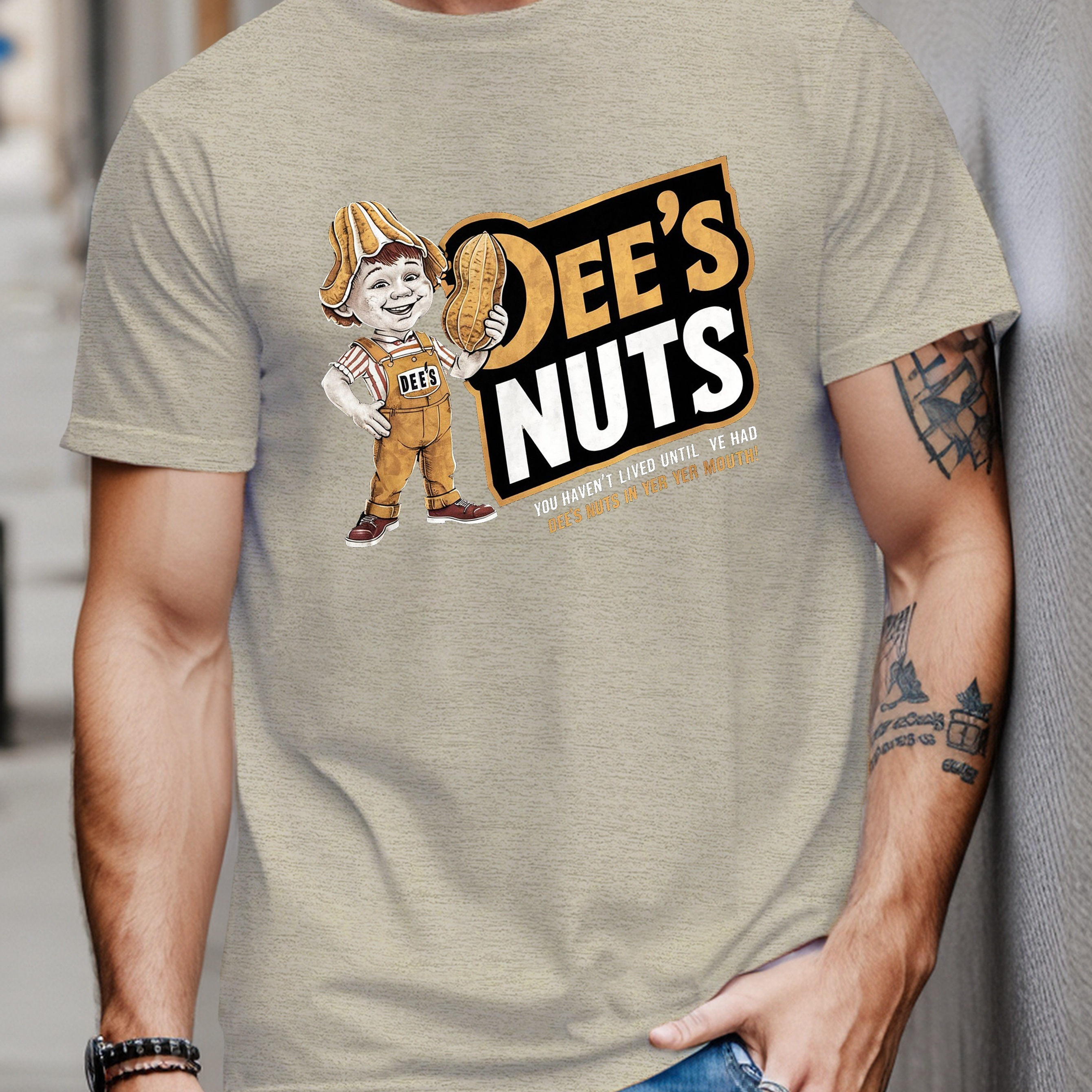 

Plus Size Men's Summer T-shirt, Mascot Peanut Dee S Nuts Short Sleeve Tees Trend Casual Tops For , Big & Tall Guys, Plus Size