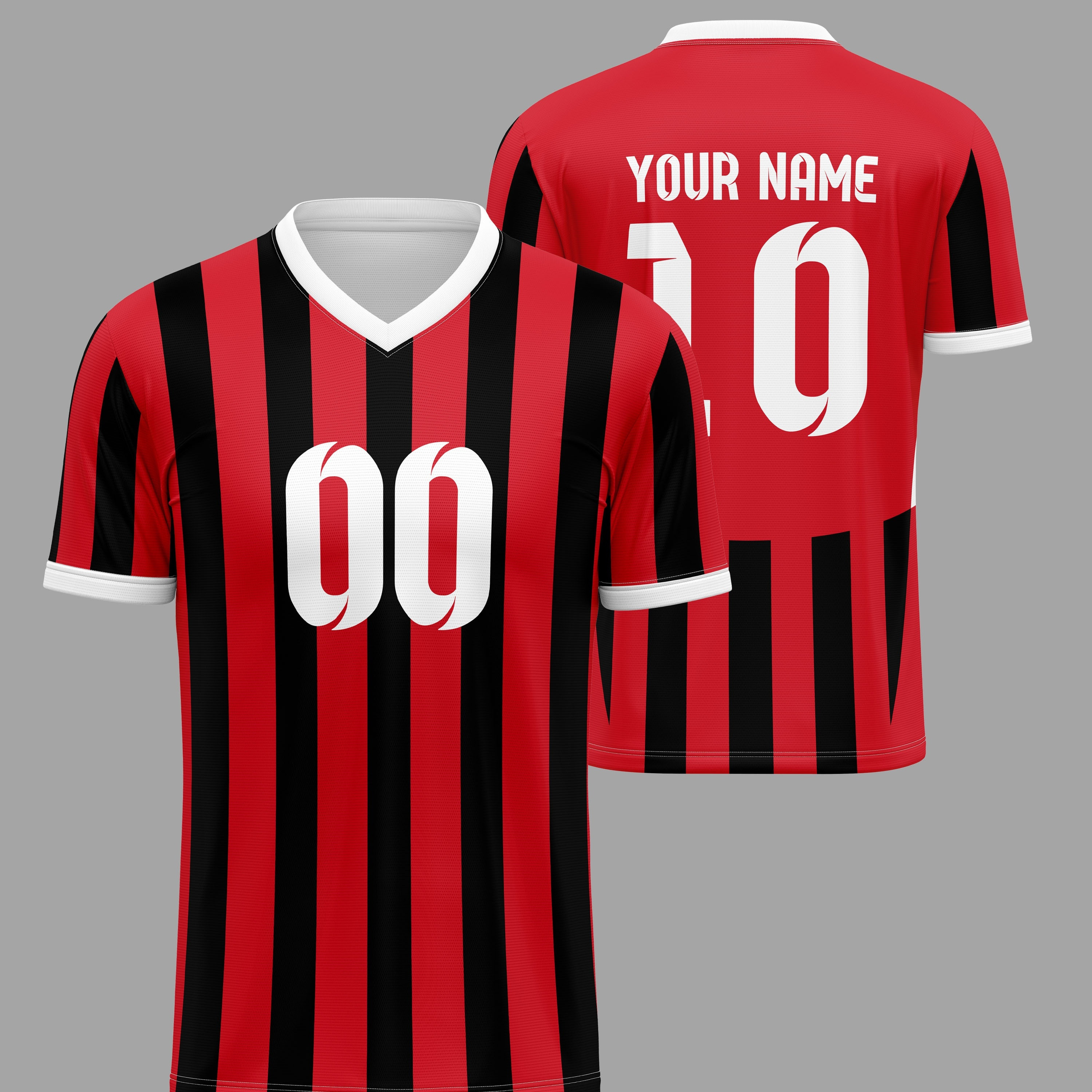 

Customized Name & Number, Men's Striped Athletic Soccer Jersey, Comfortable Sports Top, Casual Training & Everyday Wear