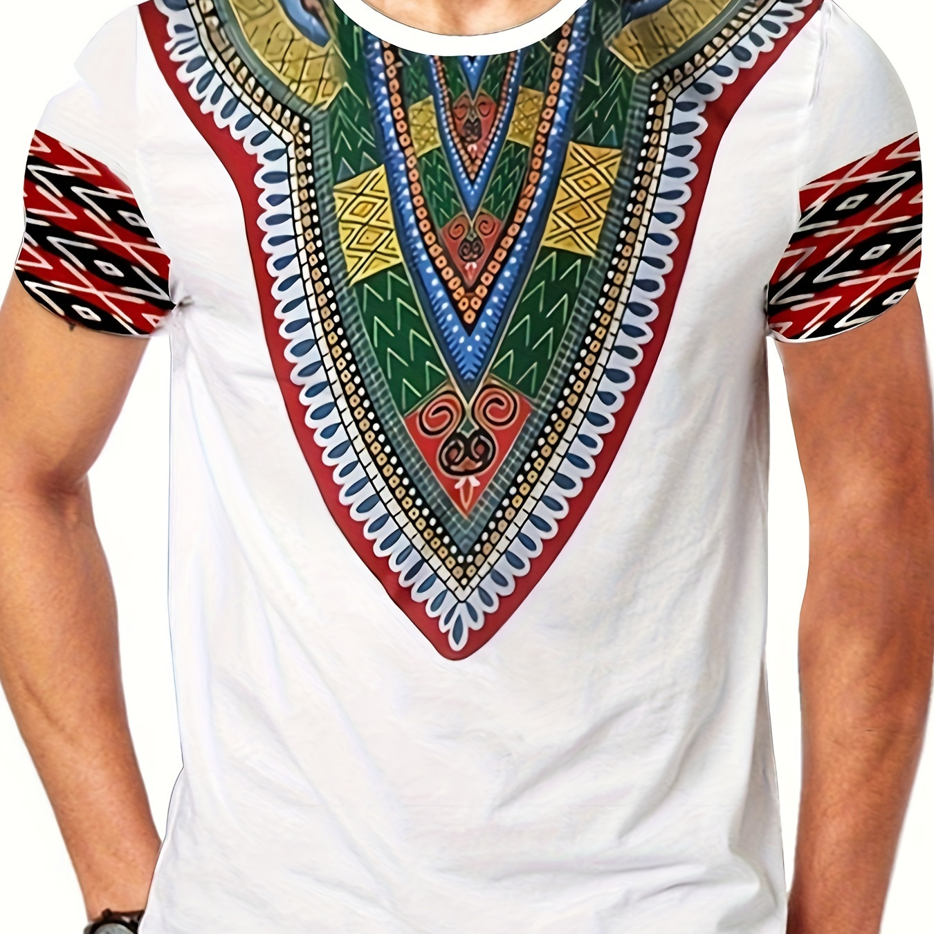 

New Street-style Ethnic Round-neck Short-sleeved T-shirt For Men