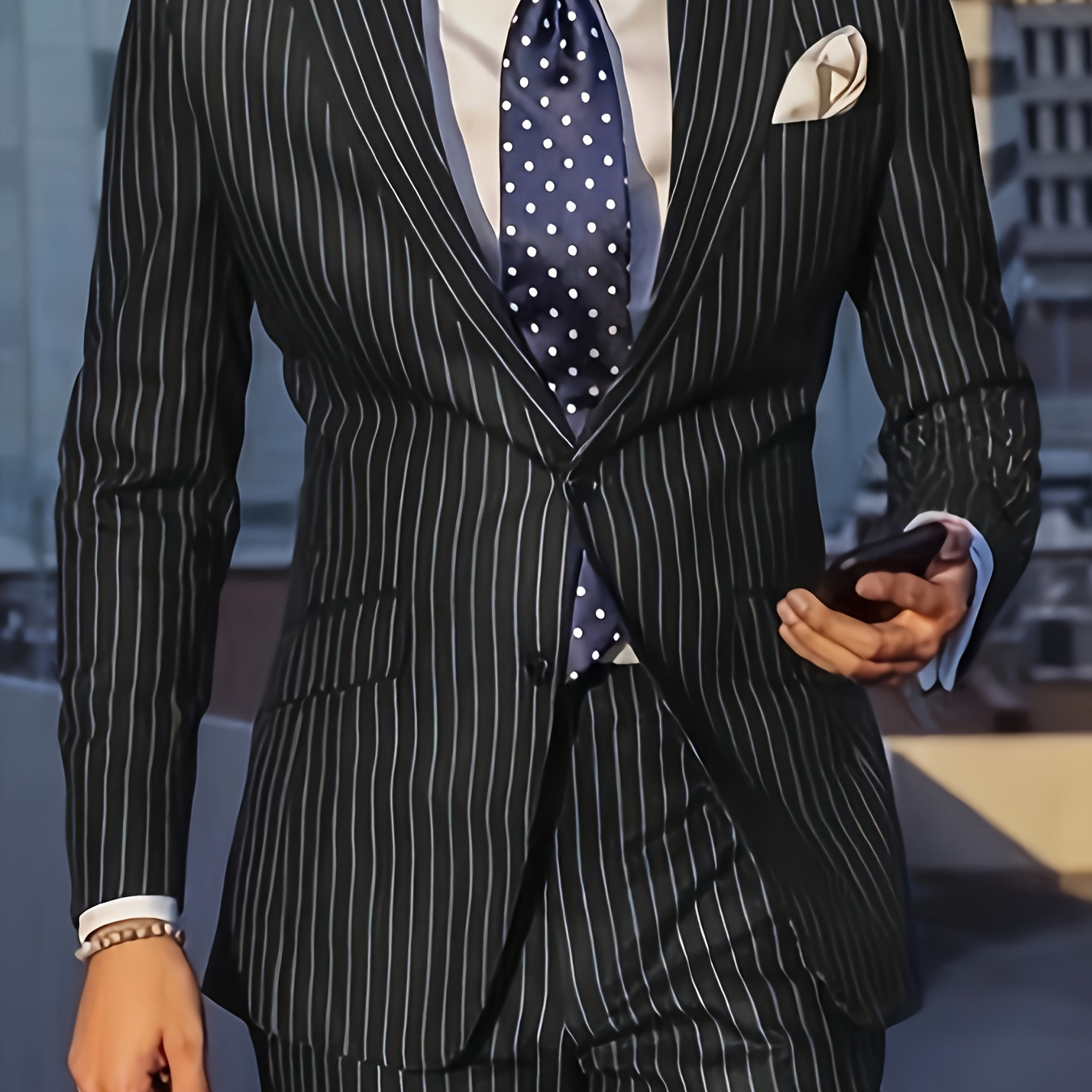 

1set Men's Polyester Suit Set - Striped Lapel , Woven Non-stretch Fabric, Regular And Evening, Spring/fall Season