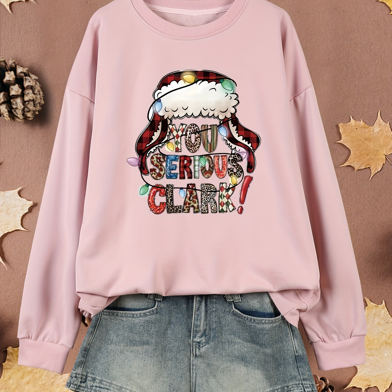 

Women's Plus Size Sweatshirt - Long Sleeve , Polyester, Graphic Tee