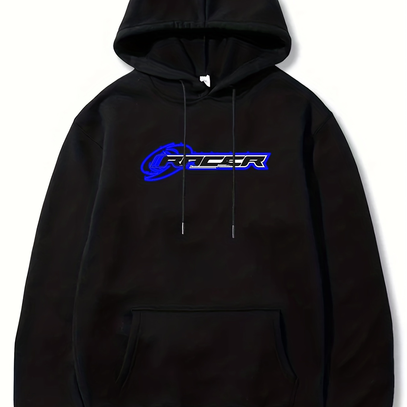 

Fashion "racer" Print, Hoodies For Men, Graphic Sweatshirt With Kangaroo Pocket, Comfy Trendy Hooded Pullover, Mens Clothing For Fall Winter