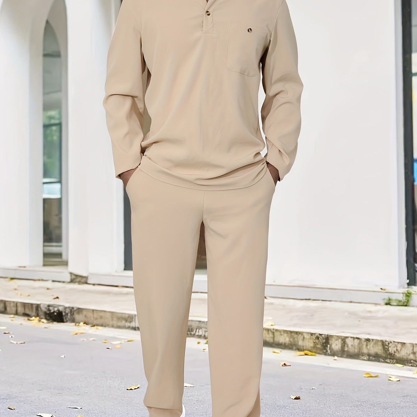 

Polyester Sweatsuits Collared , , Slight , - /fall Regular Fit Long Sleeve And Drawstring Pants