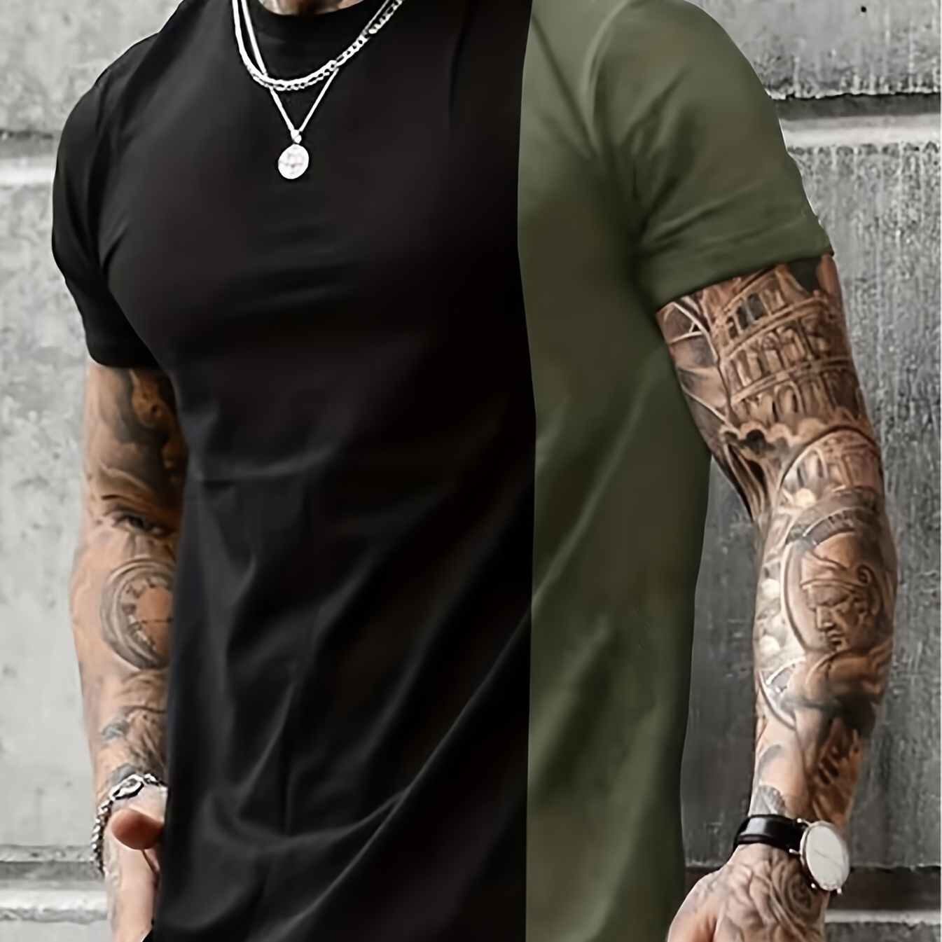 

Men's Contrast Color Patchwork Pieces Print T-shirt With Crew Neck And Short Sleeve, Casual And Stylish Tops For Summer Outdoors Activities