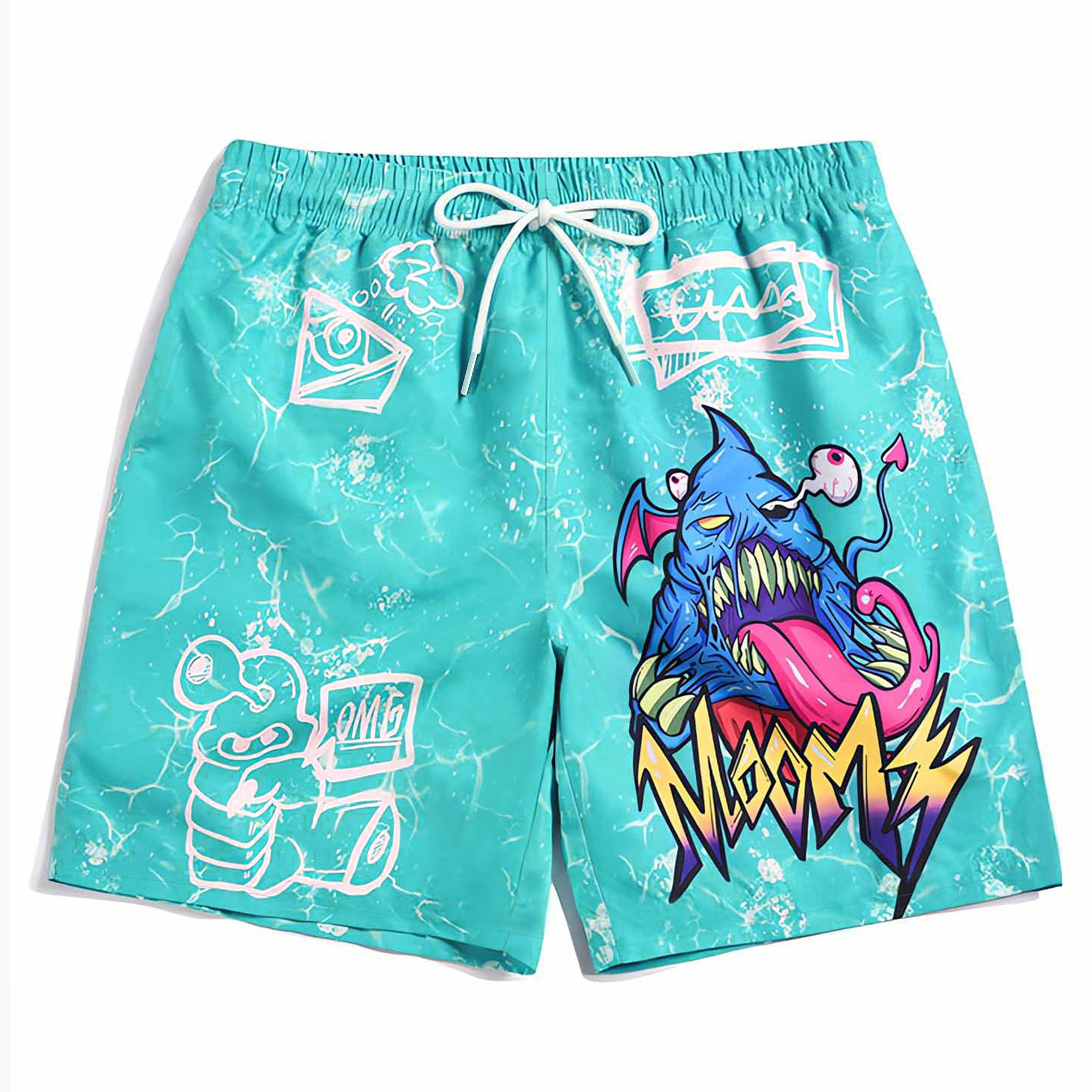 

Men's Fashion Printed Shorts With Elastic Waistband And Drawstring For Summer