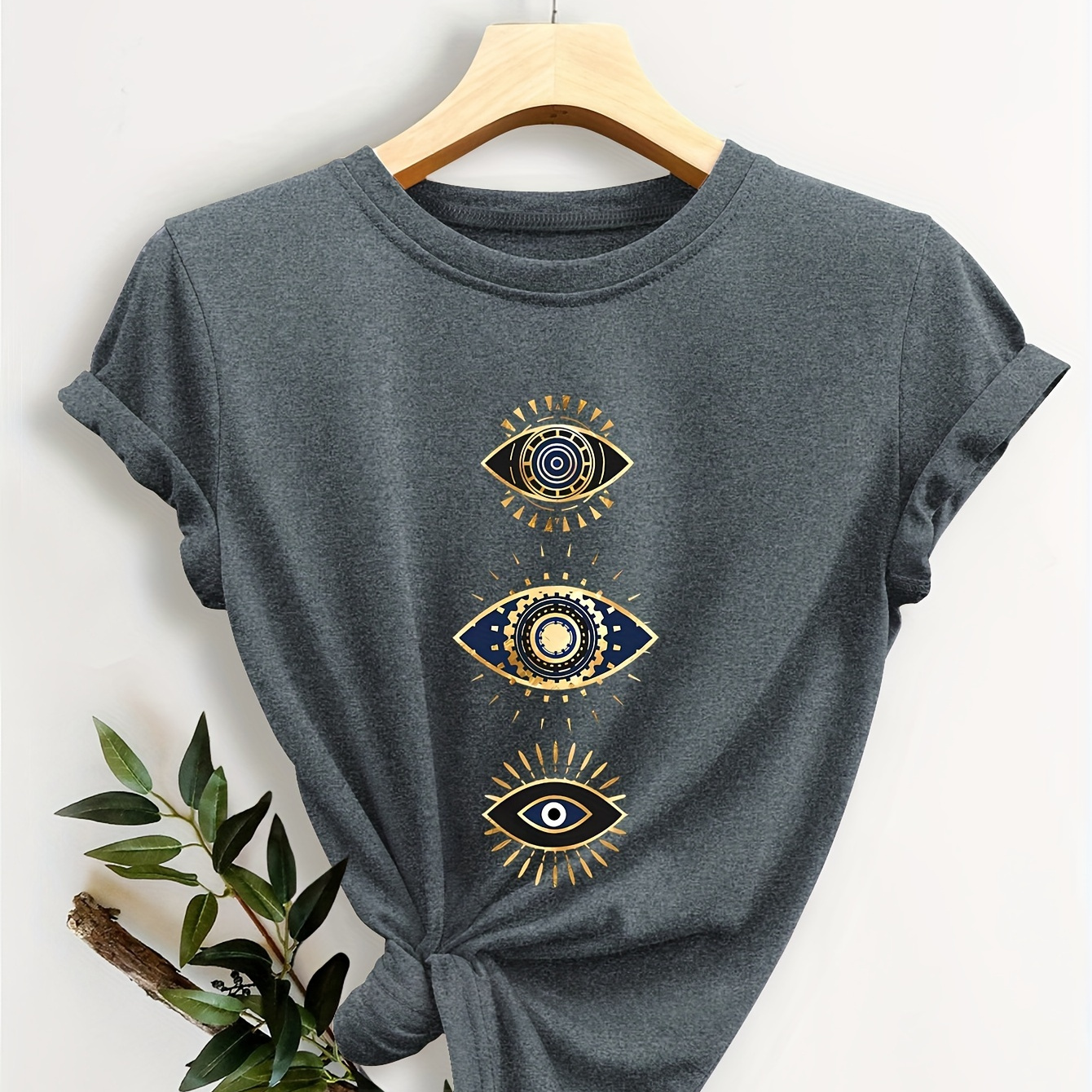 

Women'-inspired Eyes Tee, Summer Sports Round Neck Short Sleeve T-shirt