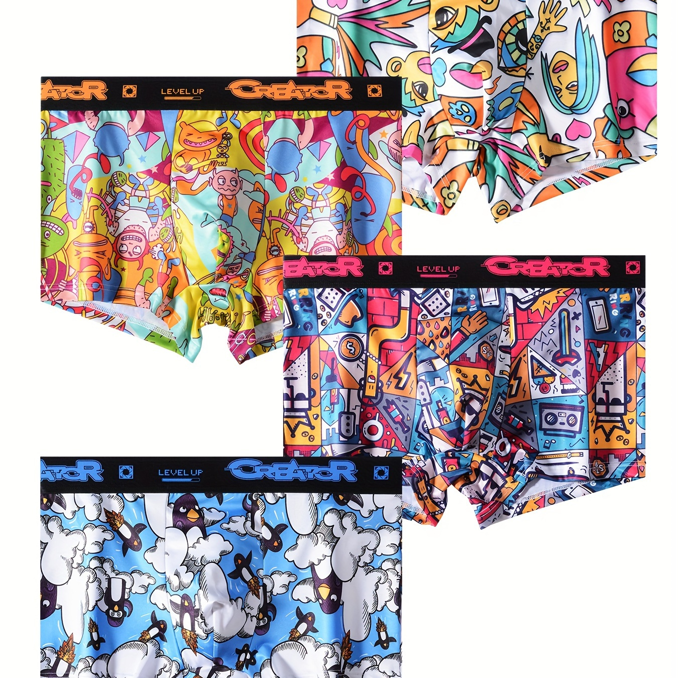 

Random 3pcs Men's Fashion Boxer Briefs, Fashion Pattern Print Breathable Soft Cool Men's Underwear For All Seasons