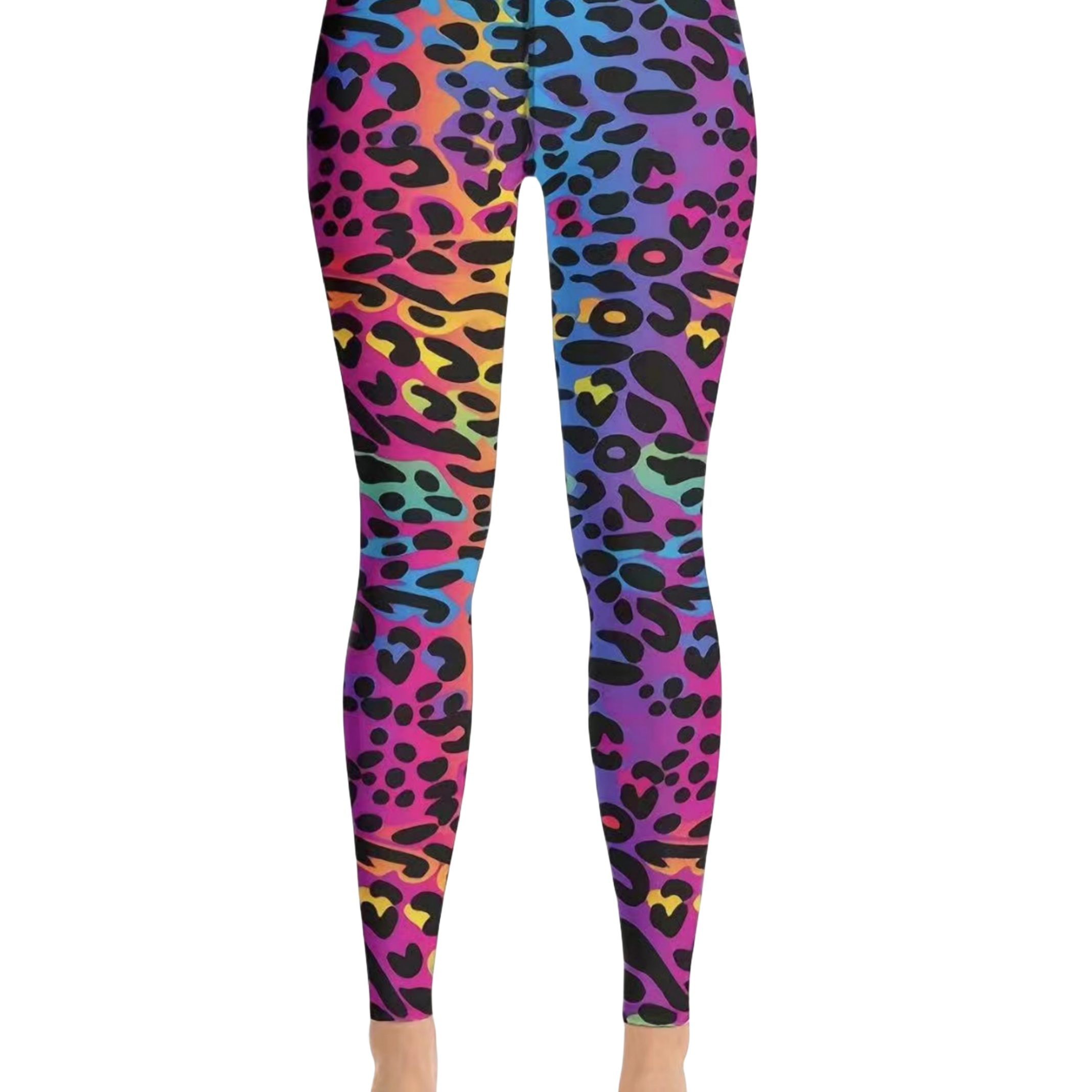 

Colorful Leopard Print Leggings, Sexy High Waist Slim Long Length Leggings, Women's Clothing