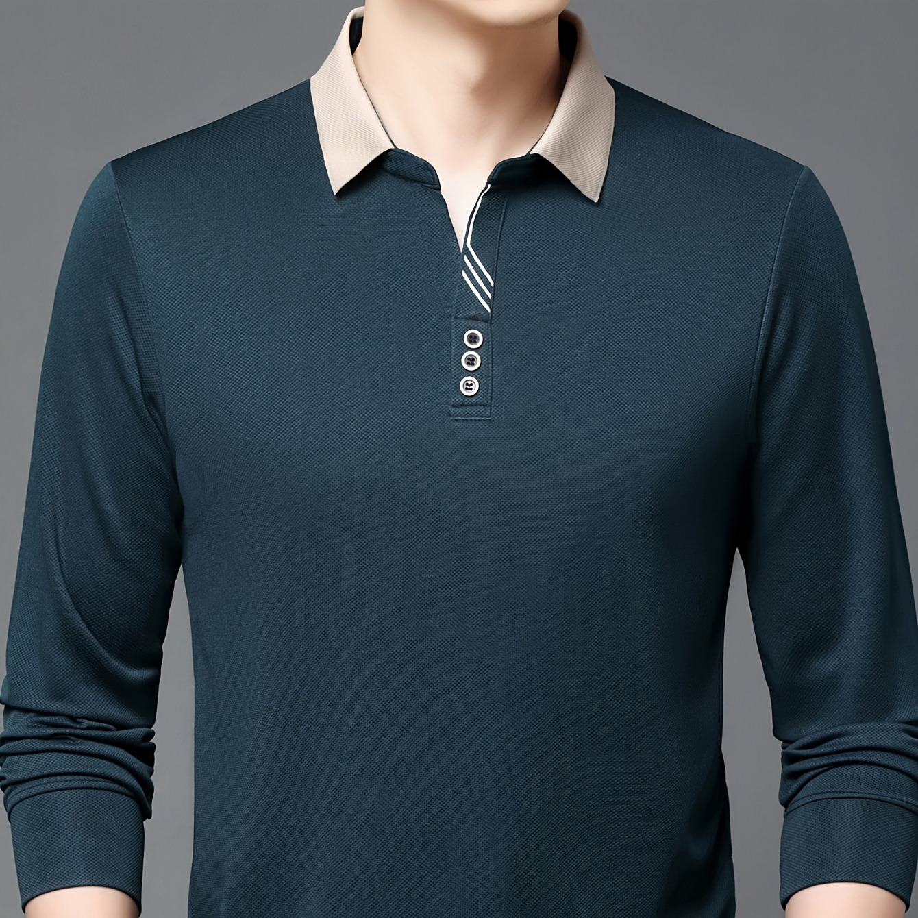 

Men's Lightweight Long Sleeve Shirt With 1/4 Button Lapel - Business Casual & Golf, Spring/fall