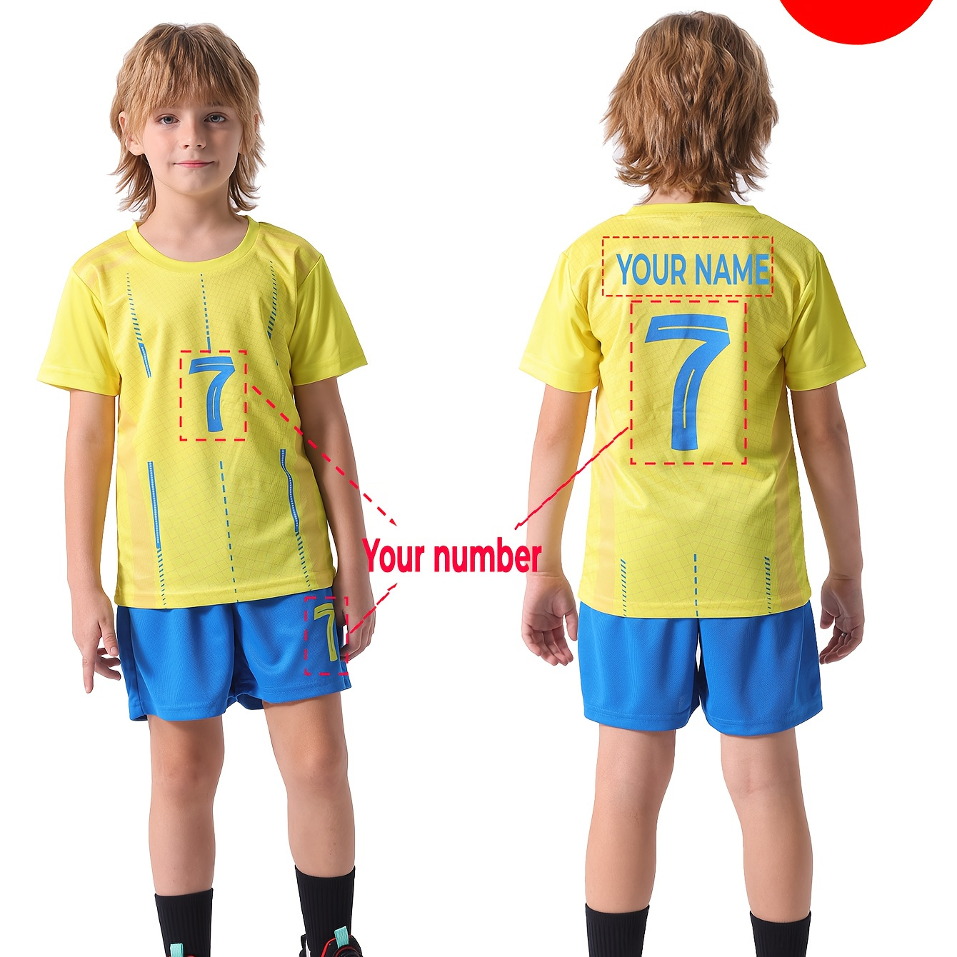 

Customizable Kids Jersey And Set - /summer Polyester , Moisture-wicking, Round , Personalized & , , Unisex, For