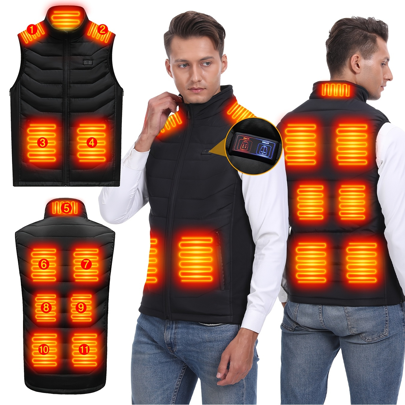 

Vest For Women Men - Electric Warming Vest With 11 Heat Unisex Heating Clothing