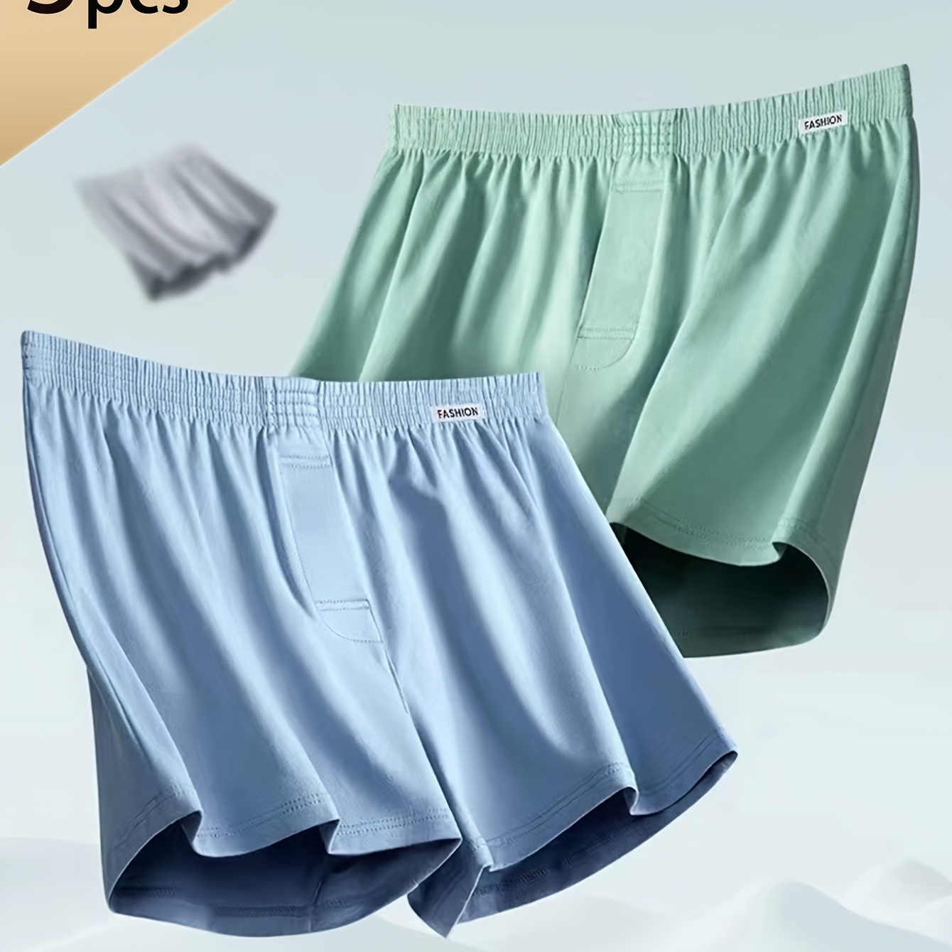 

3pcs Men's Cotton Arrow Shorts, Mid-waist Breathable Loose Solid Color Boxer Briefs, Casual Home Wear Can Be Wear Outside