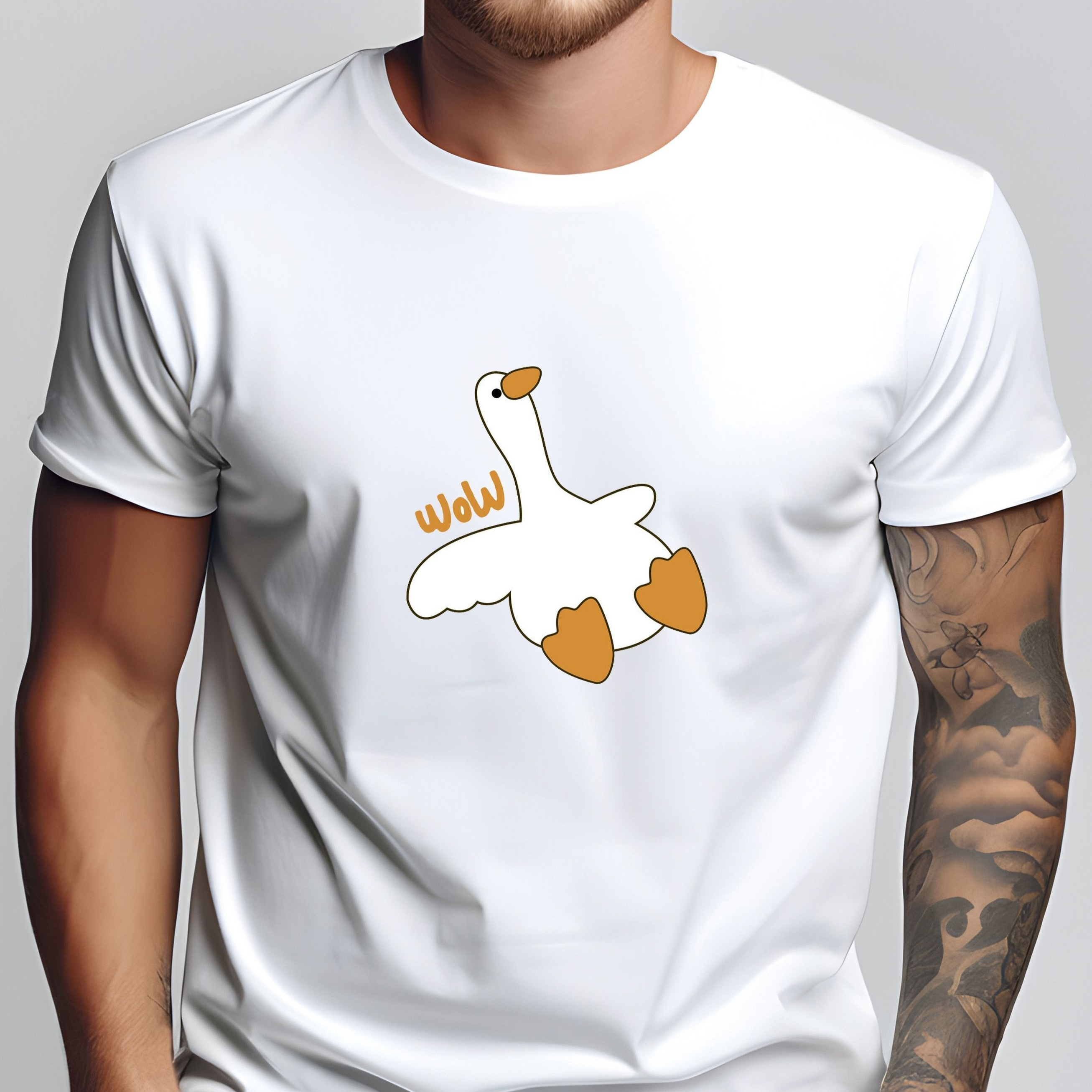 

Goose Print Tee Shirt, Tees For Men, Casual Short Sleeve T-shirt For Summer