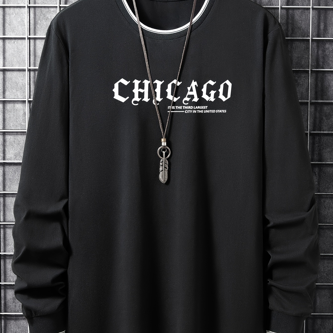 

Chicago Print Men' Daily Long Sleeve High Stretch T-shirt, Outdoor, Men's Clothing