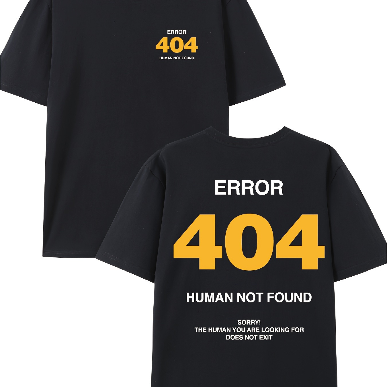 

Popular Pattern " Human Not Found" Printed Cotton Men's T-shirt Graphic T-shirt Men's Summer Wear Men's Clothing