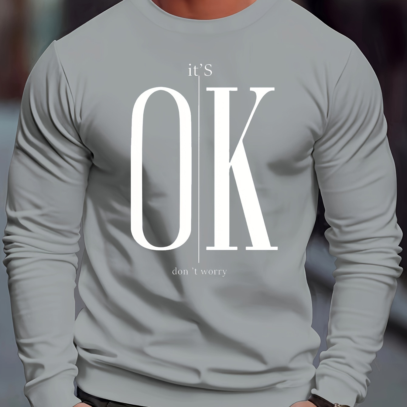 

Men's Crew Neck Sweatshirt Pullover For Men It's Ok Print Sweatshirts For Spring Fall Long Sleeve Tops