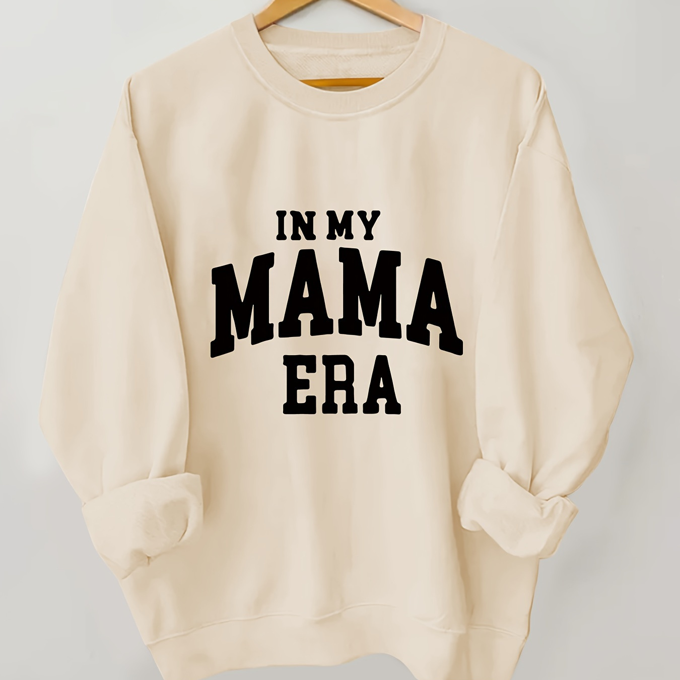 

Sweat-shirt décontracté à col rond pour femme avec inscription "IN MY MAMA ERA", 100 % polyester tricoté, pull à manches longues pour toutes les saisons