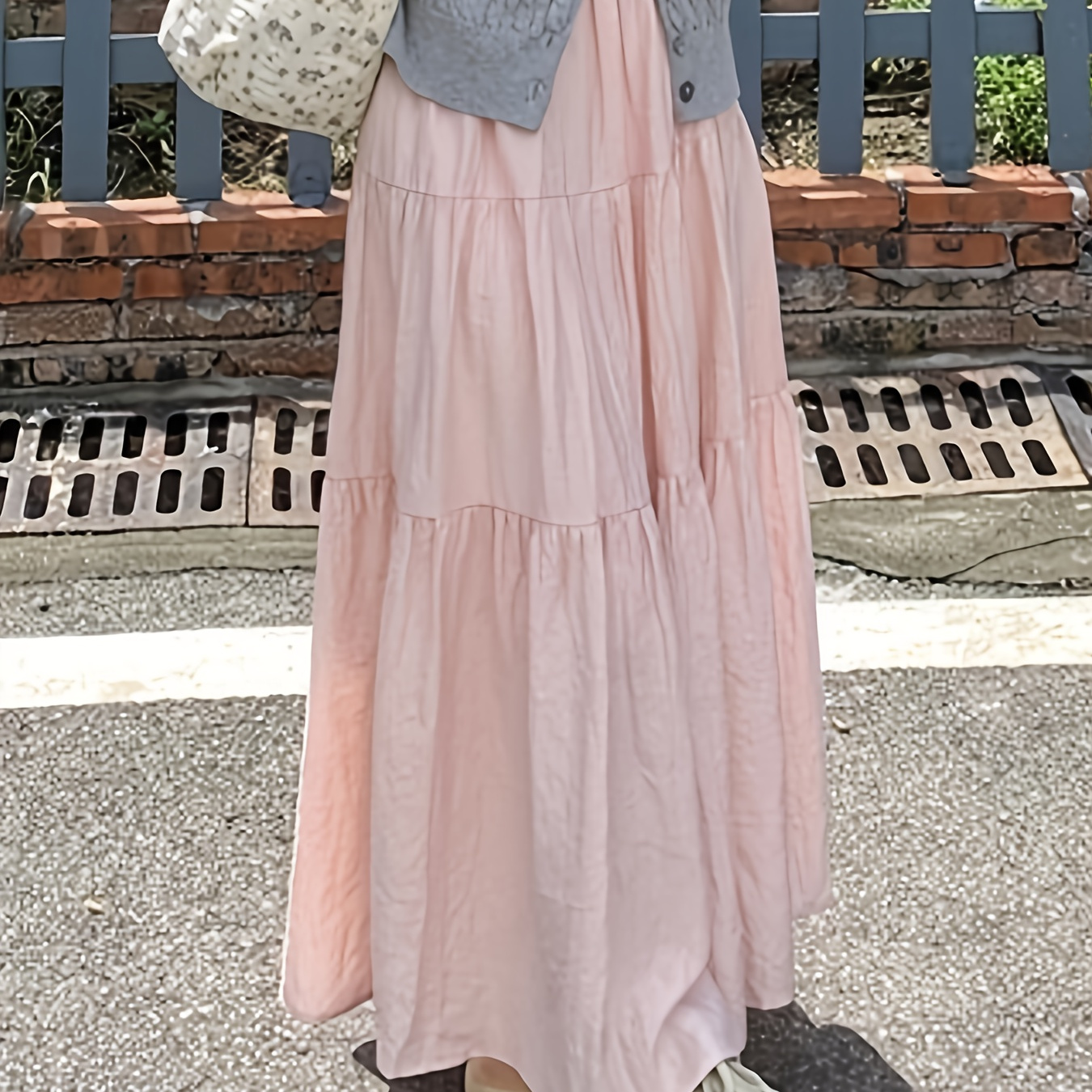 

Solid High Waist Maxi Skirt, Casual Ruffle Hem Versatile Skirt, Women's Clothing