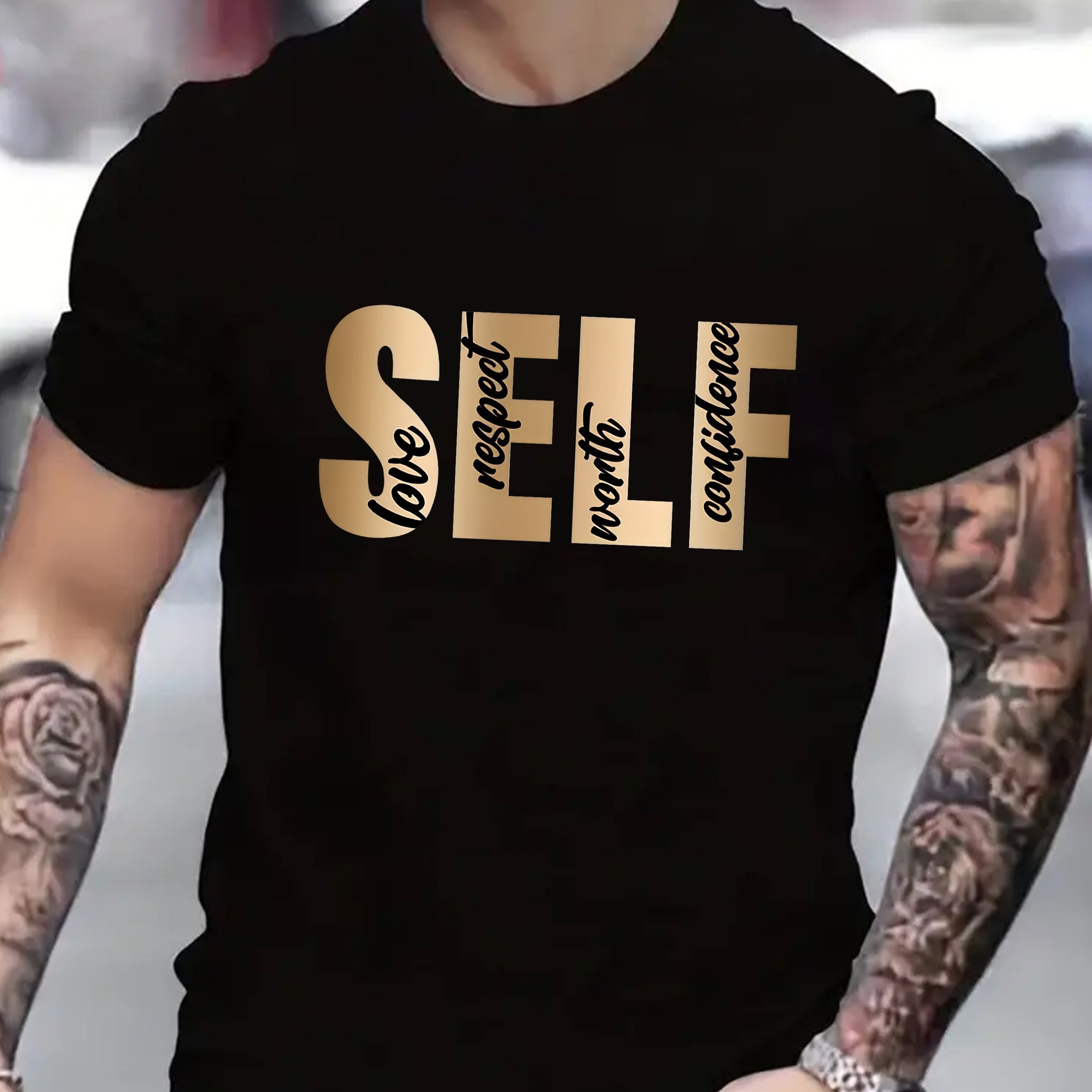 

Self Print, Men's Graphic Design Crew Neck Active T-shirt, Casual Comfy Tees Tshirts For Summer, Men's Clothing Tops For Daily Gym Workout Running
