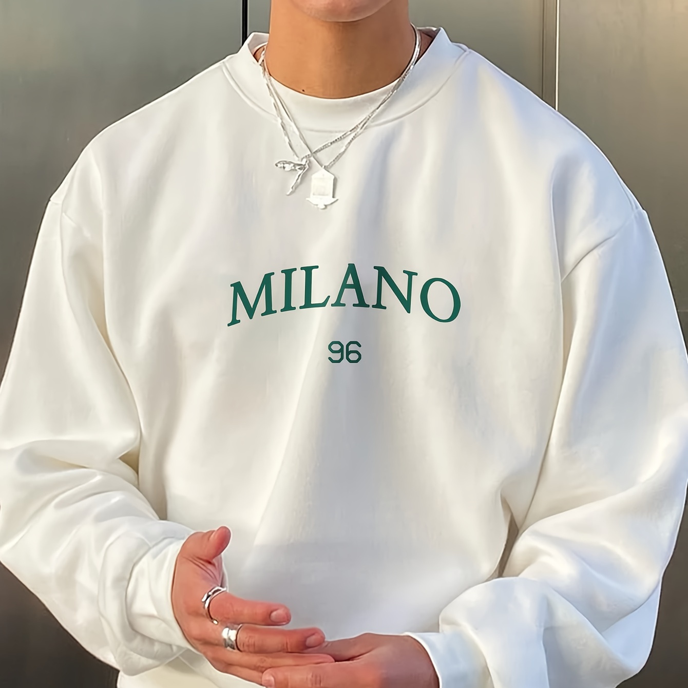 

Men's 96 Graphic Crew Neck Sweatshirt - Casual & Long Sleeve, Lightweight Polyester , Spring/summer, Machine Washable