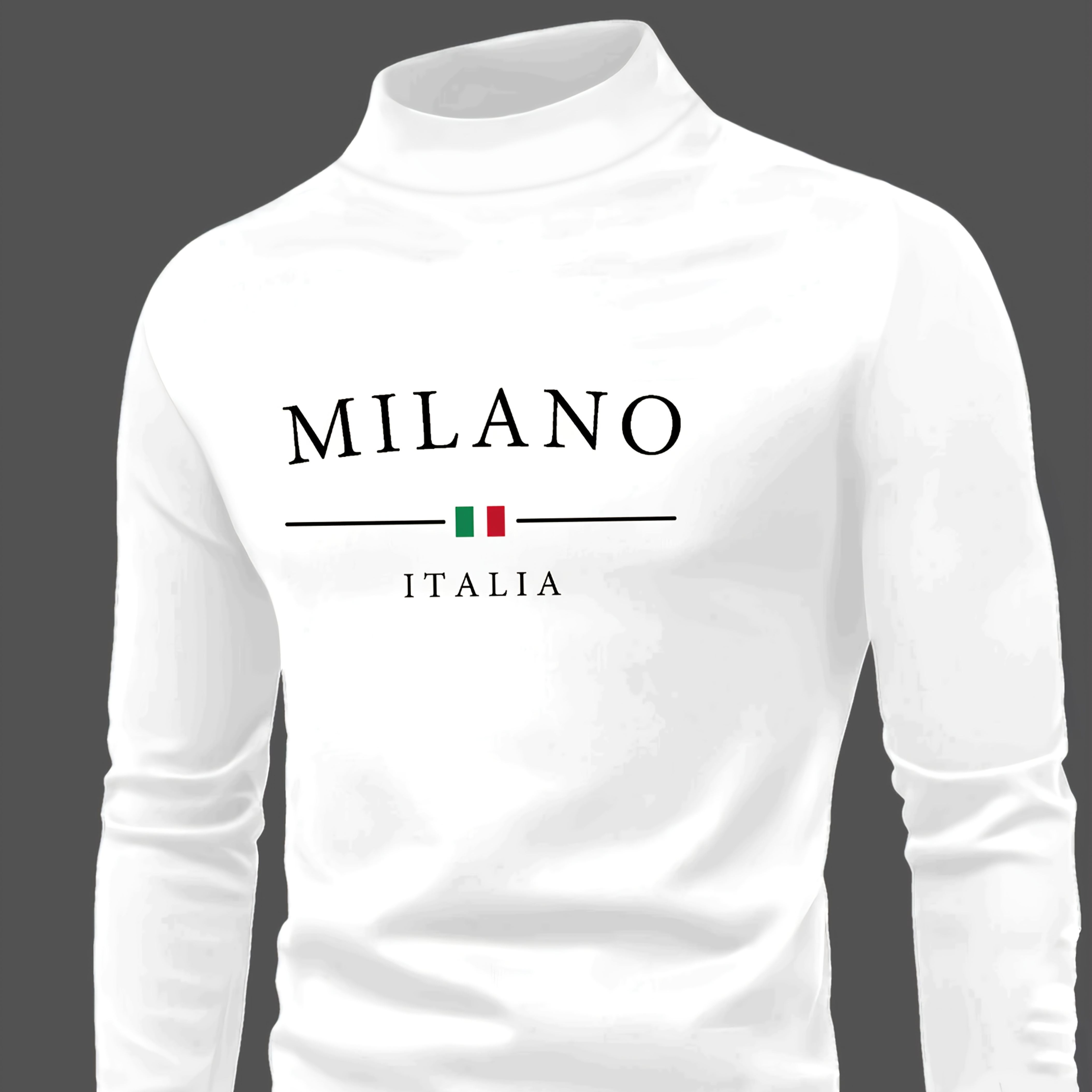 

Italy Graphic Long Sleeve T-shirt For Teens, Casual Crew Neck Polyester Knit Top With Stretch, Slim -season Tee Y4471