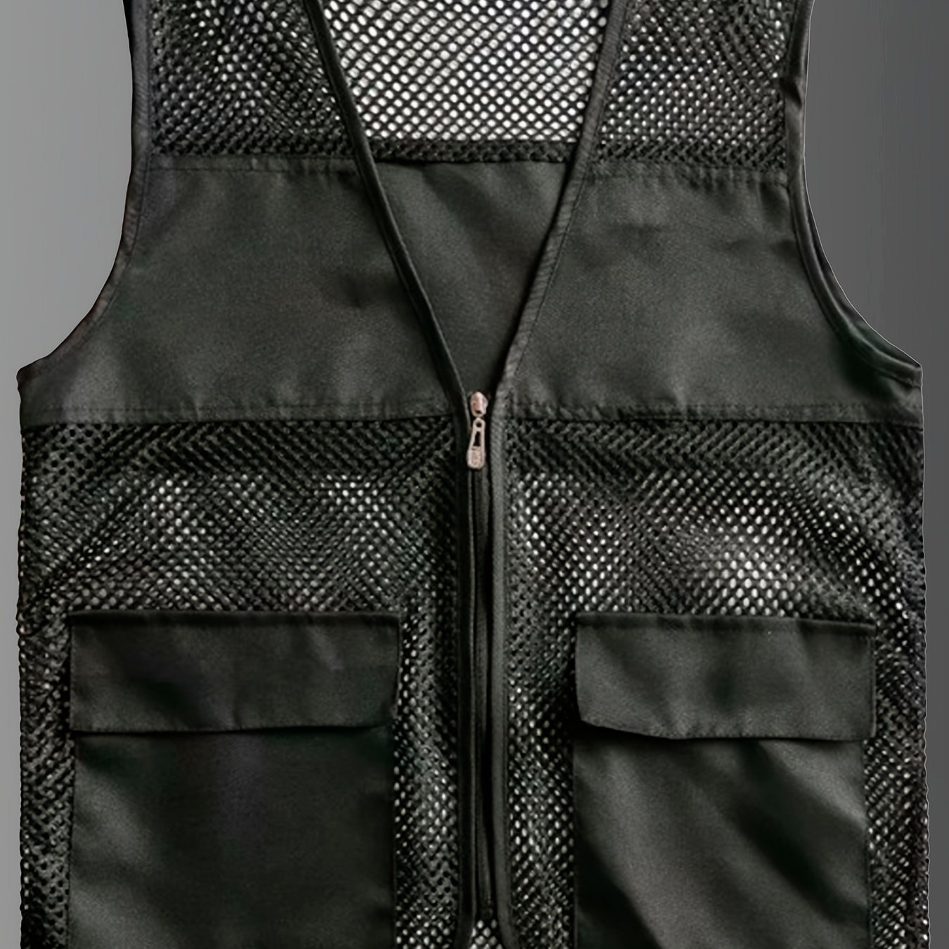 

Men's Colorblock Mesh Vest Jacket With Zip, Work Day Uniform Multi-pocket Vest