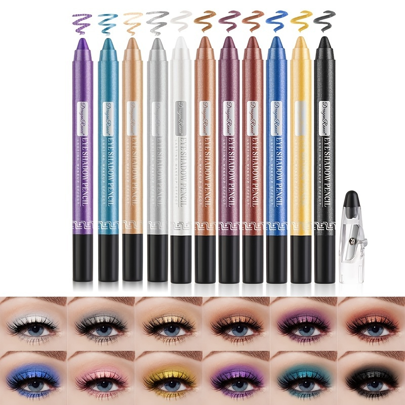 

12 Color Eyeshadow Pen, Shimmer Eyeliner Stick , Pearly Glitter Eye Brightening Eyeshadow Foaming Pen With Sharpener, Women Festival Gifts