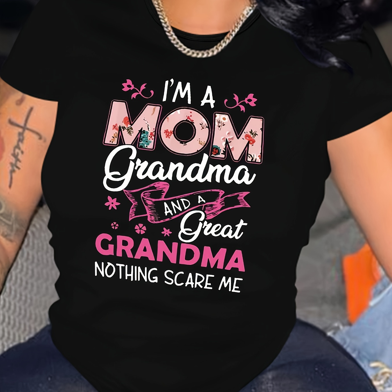 

Plus Size Letter Print T-shirt, Casual Crew Neck Short Sleeve T-shirt, Women's Plus Size clothing