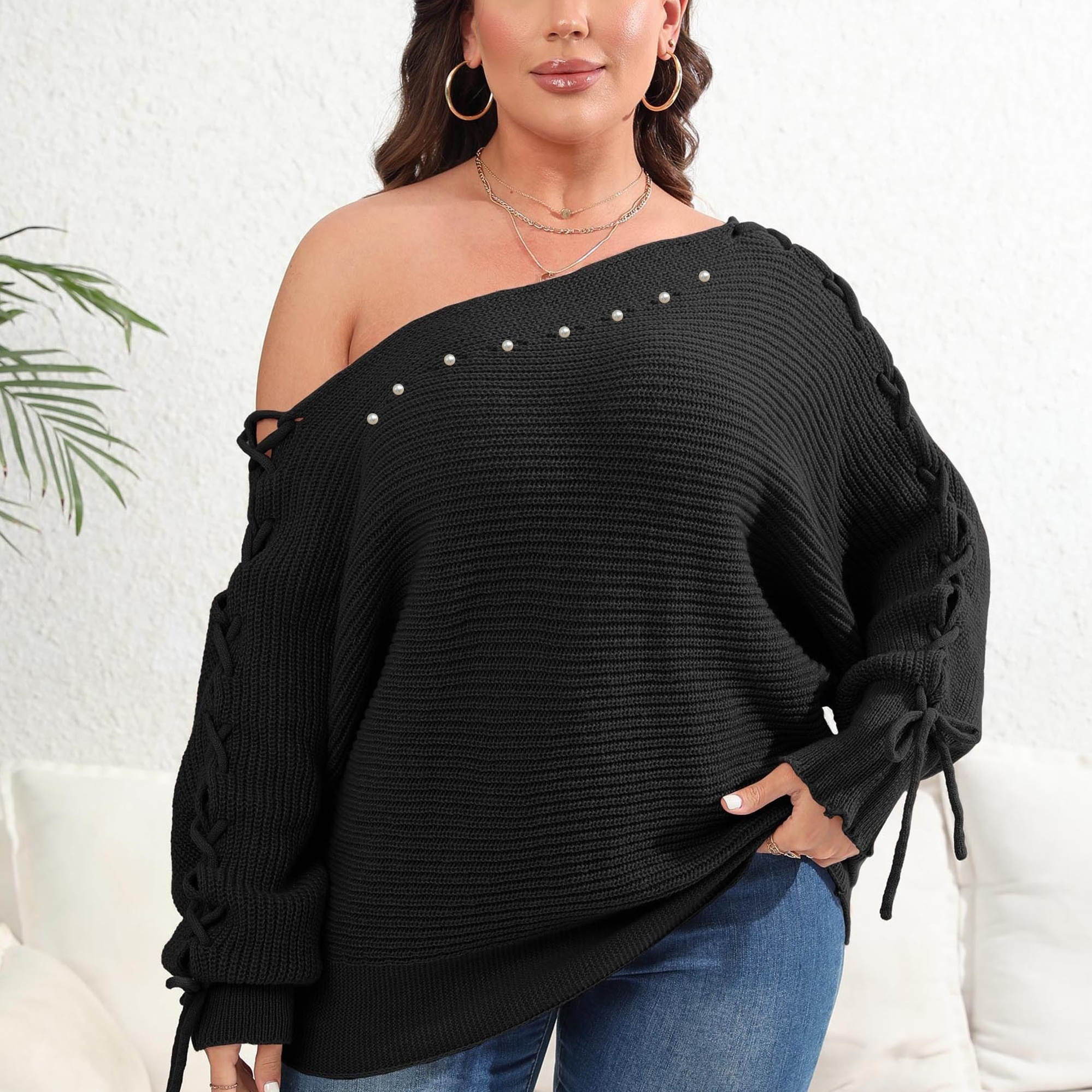 CHUOAND Womens Off The Shoulder Sweater,womens 2x tops plus size