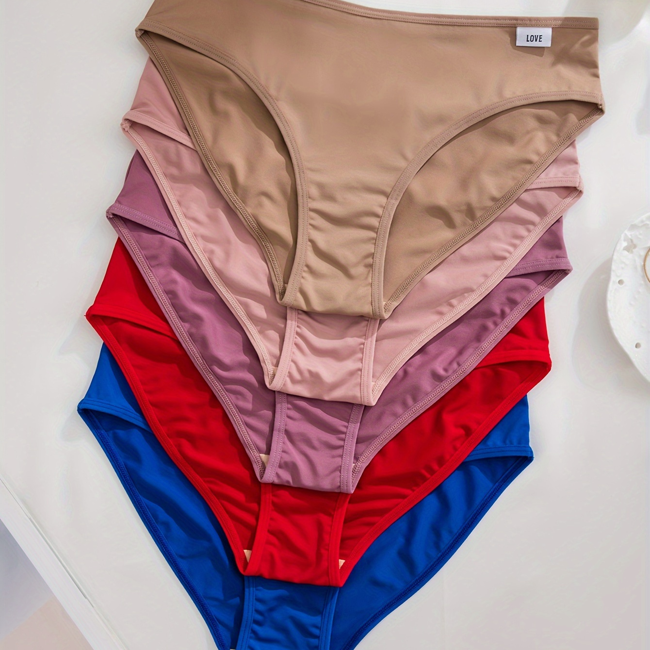 

5pcs Women's Low-rise Panties - Comfortable & Breathable, Stretchy Polyester , Assorted Colors, Hand Washable, Panties