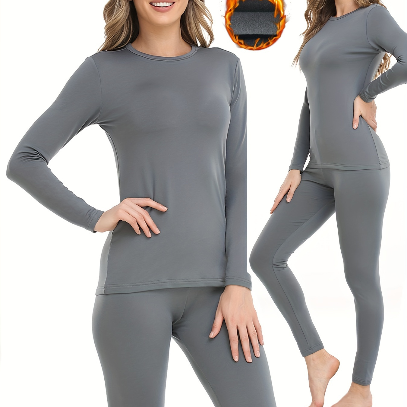 Thermal Underwear Set For Women Long Johns With Fleece Lined - Temu Portugal