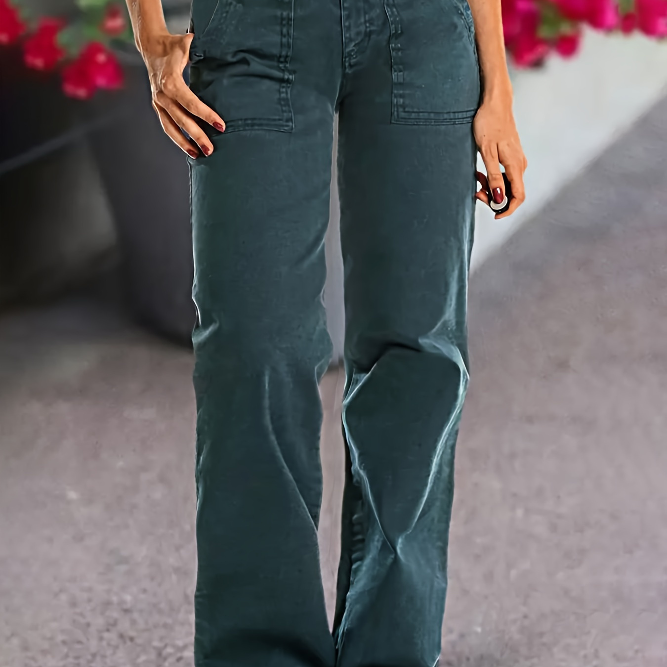 

Women's High-waisted Relaxed Fit Jeans, Long Length, Stretch Fabric , Spandex, Classic Straight Leg, , No Distressing, Suitable For Casual Outing