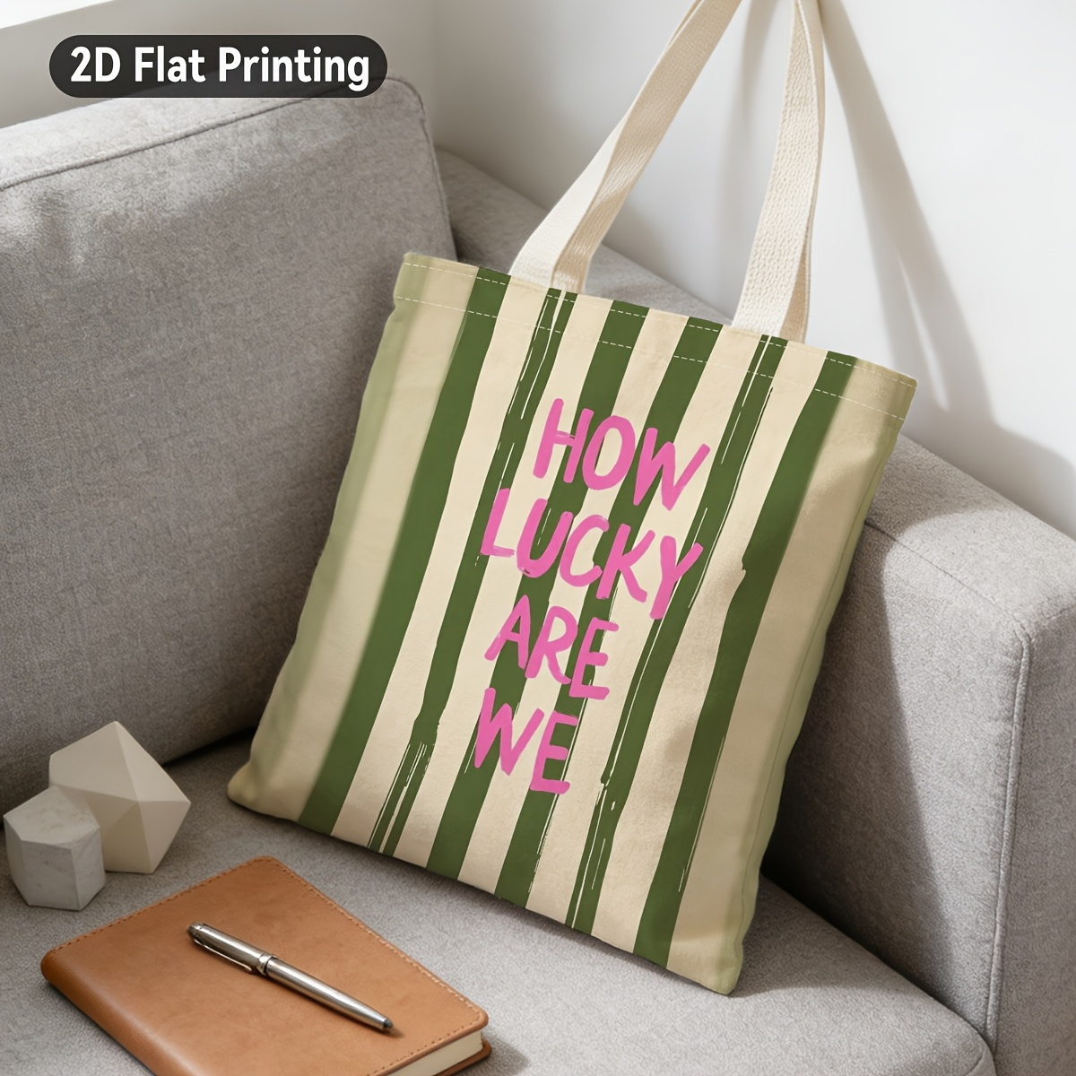 TEMU 2d Flat 1pc How Are We Durable Tote Bag, Duplex Prints Pink Text On , Ideal For Grocery Shopping, Picnic Carry, , For Trendy Individuals, Busy