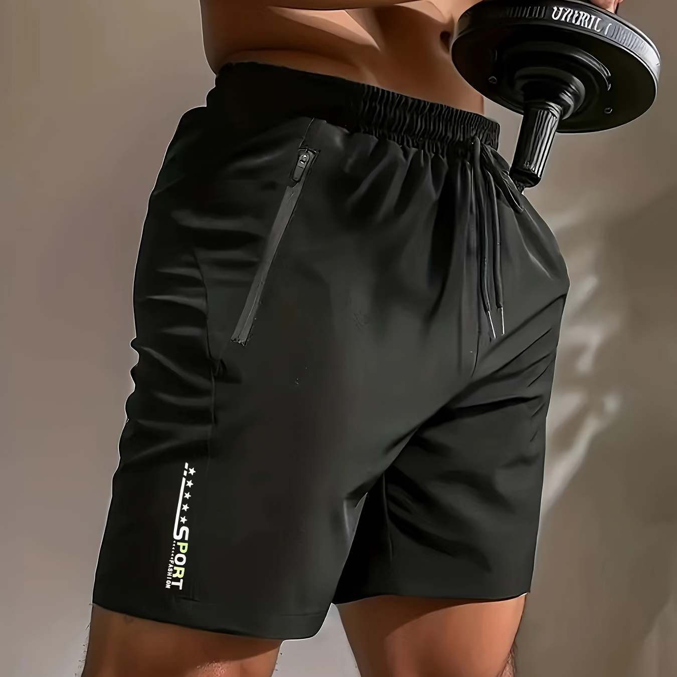 

Men's Fashion Summer Casual Drawstring Shorts, Zipper Pockets Athletic Running Gym Shorts, Beach Shorts