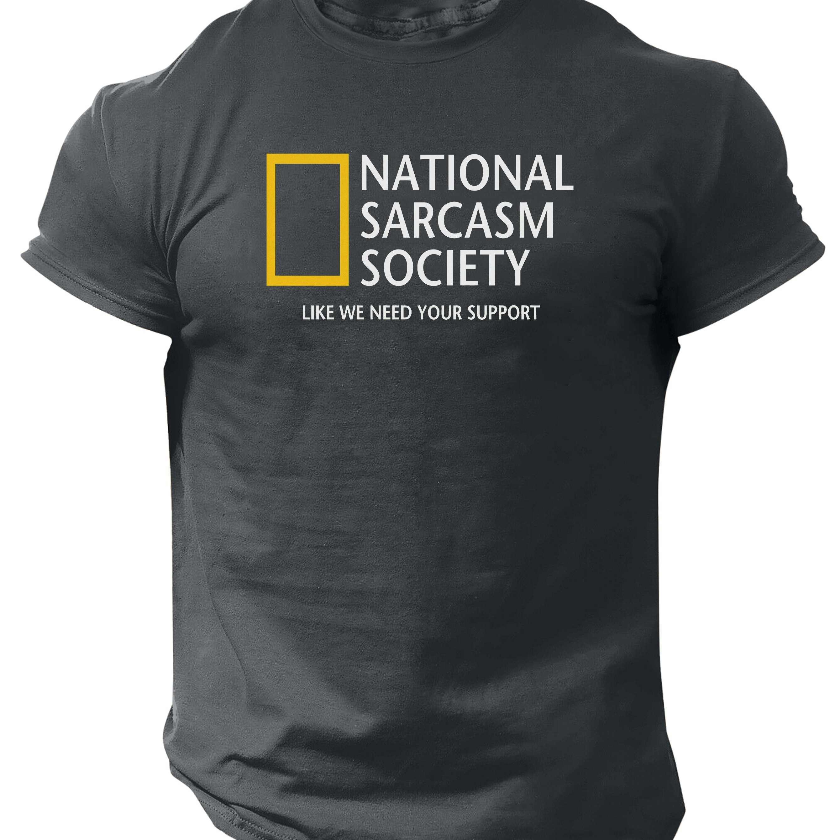 

Slogans National Sarcasm Society Print, Men's Crew Neck T-shirt For Summer, Men's Clothing Tops For Daily And Resorts