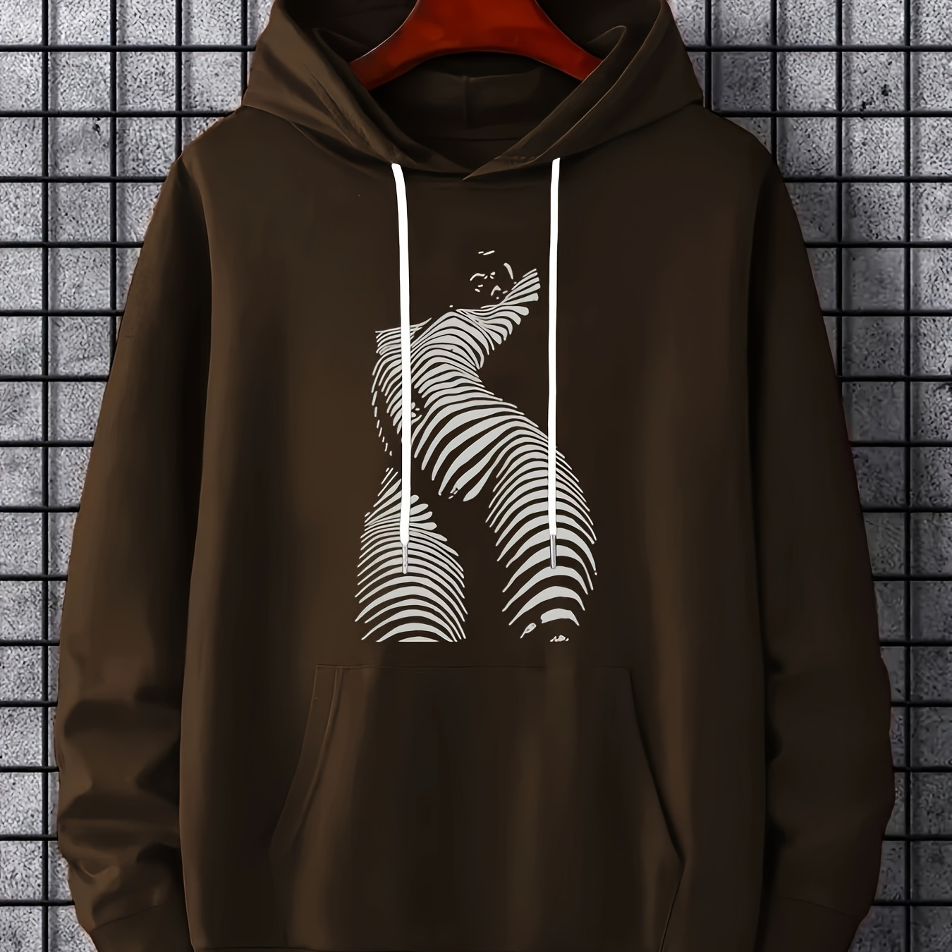 

Men's Long Sleeve Zebra Pattern Print, Hoodies Street Casual Sports And Fashionable With Kangaroo Pocket Sweatshirt, Suitable For Outdoor Sports, For Autumn And Winter, Fashionable And Versatile